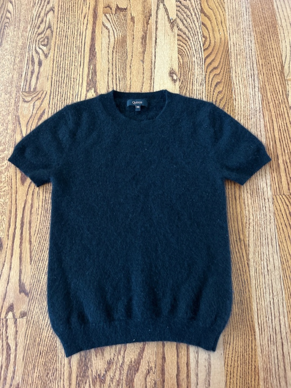 Quince Women’s Black Cashmere Sweater Tee Short Sleeve Size XS Soft